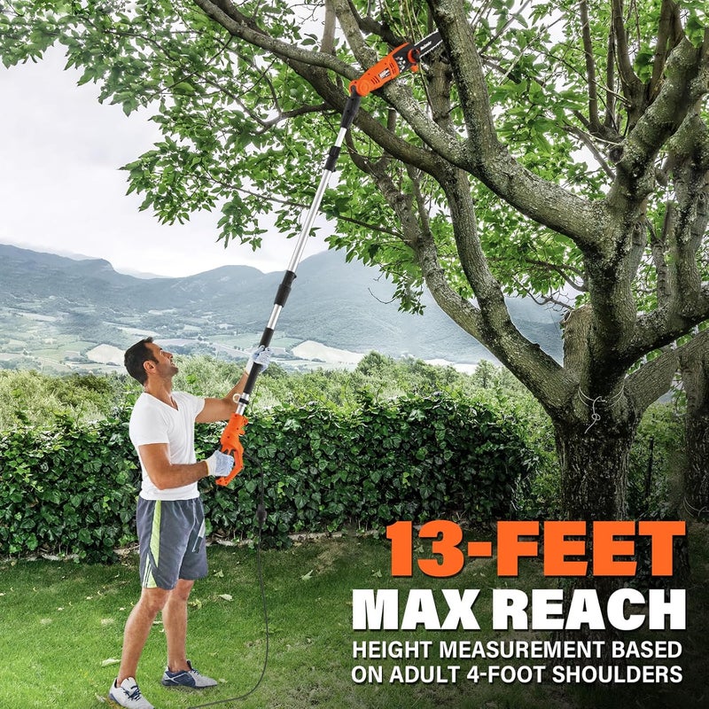MAXLANDER 8-Inch Electric Pole Saw Corded - 6 Amp Pole Saws for Tree Trimming, 15-Feet MAX Reach Pole Saw, 31ft/s Cutting Speed - Easy Tree Trimming & Tool-Free Setup - Image 3
